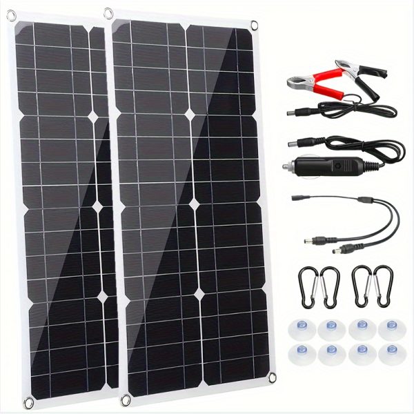 IAGREEA Portable Solar Panel kit with controller total 60W(30W/pc), Solar Battery Charger, Solar Trickle Charger for Car Battery, for Outdoors, RV, Camper, Caravan and Other Off Grid Applications, Removable Photovoltaic Panel with No Battery Required