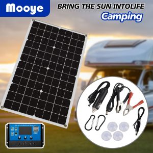 A 1pc 60W Solar Panel, Portable Solar Charger, Equipped with a 60A Controller, USB Output Interface, And Alligator Clips, Is The Best Choice for Outdoor Cooking, Camping, And Traveling.