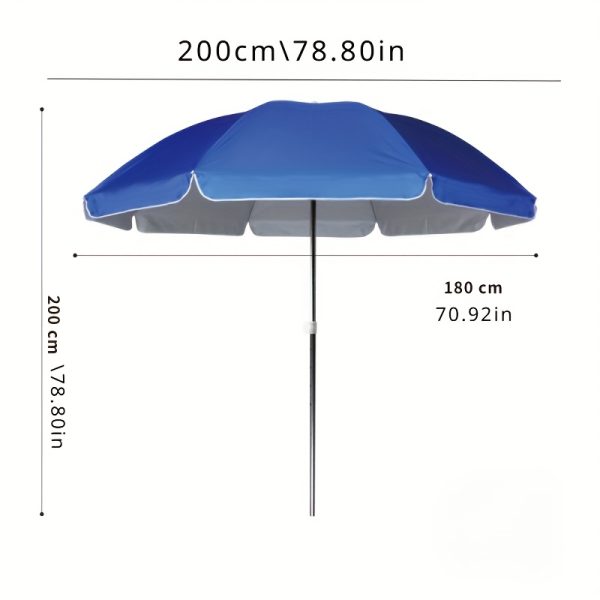 1pc Tropical Style Adjustable Height Outdoor Umbrella, Round Iron Frame with Steel Shaft, Multipurpose Sun Shade for Beach, Camping, Poolside, Patio, Garden, BBQ - Wipe Clean, No Power Needed