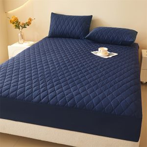 Ultra-Soft Geometric Waterproof Mattress Protector - Non-Slip, Soundwave technology Embossed Design for Comfortable Sleep in Homes, Hotels, and Dorms - Machine Washable (Pillowcase Not Included)