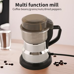 220V UK Standard 1pc, Stainless Steel Electric Mill, Small Household Grain Grinder, Dry Grinding Wall Breaking, Upgraded 4 Blades, One-button Start, Fine Powder, Multi-function Grinding, Suitable For Grains And Chinese Medicine Ingredients