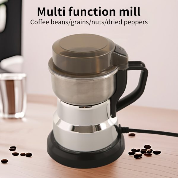 220V UK Standard 1pc, Stainless Steel Electric Mill, Small Household Grain Grinder, Dry Grinding Wall Breaking, Upgraded 4 Blades, One-button Start, Fine Powder, Multi-function Grinding, Suitable For Grains And Chinese Medicine Ingredients