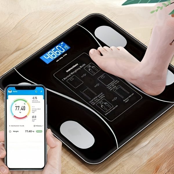 UAEUUI Intelligent Electronic Body Weight Scale – Wireless, Battery-Powered, LCD Display for Home & Bathroom Use, Accurate Fat Measurement, Slimming Effect, Sleek Black Design, Bathroom Scales | Sleek Black Finish | Smooth Operation, Sleek Body Fat Meter | Sleek Black Finish | Battery Operated, Bathroom Scales