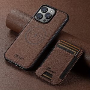 2-in-1 Compatible Magnetic Wireless Charging Mobile Phone Case Luxury Faux Leather Card Holder Stand Protective Cover for iPhone 16 Pro Max 15 Plus 14 13 12
