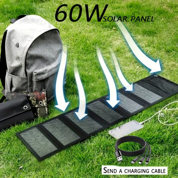 Portable Foldable Solar Panel Charger - Magnetic, Battery-Free, Ideal for Hiking, Camping & Travel