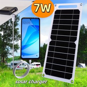Portable 5V Solar Panel with USB - Safe & Stable Charging for Power Banks, Cell Phones - Ideal for Outdoor Camping & Home Use