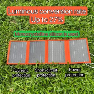 60W Foldable Solar Panel Charger with USB & Type-C, Monocrystalline Silicon, Magnetic Material, for Camping, RV, Outdoor Power Stations - Luminous 27% Conversion Rate, No Battery Included