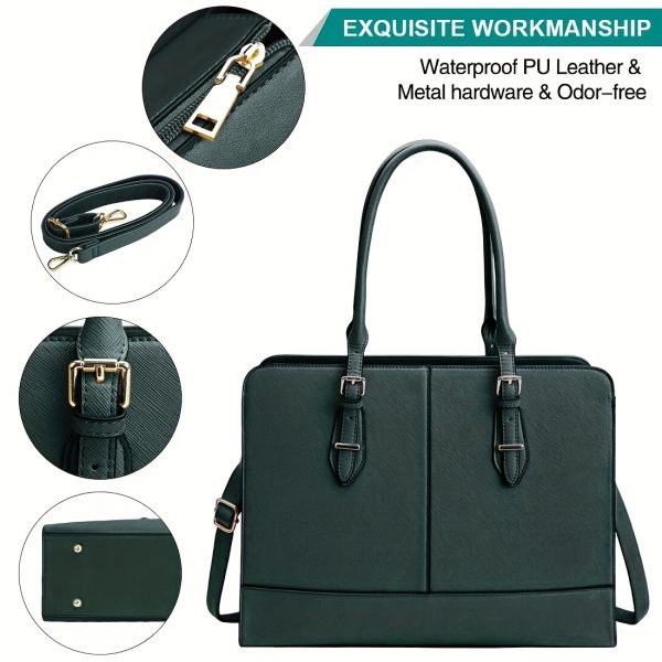 KTMOUW Laptop Bag for Women PU Work Tote 39.62 cm Laptop for Computer Bag Waterproof Business Office Professional Large Capacity Handbag Shoulder Bag
