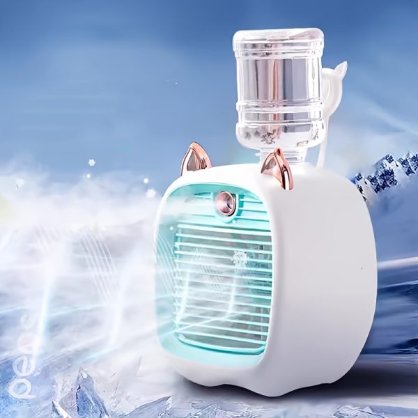 USB Charging Mini Air Conditioning Fan Electric Fan Desktop Spray 1200mAh Three Gear Air Conditioning Water-cooling Fan USB Type-C Charging Spray Humidifier Fan Family Birthday Gift