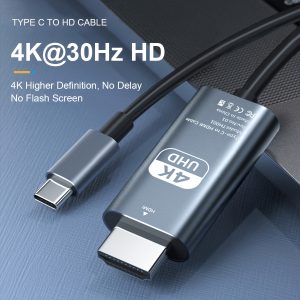 1pc Type-c to HDTV computer dual-screen data cable, suitable for Android and iPhone15 mobile phones 4K high-definition projection adapter