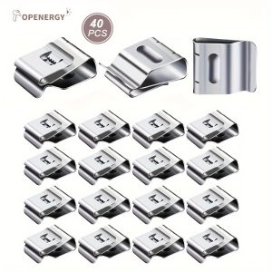 Topenergy 40-Pack Stainless Steel Solar Panel Wire Management Clips, Conductive Metal Cable Clips for PV Mounting System, No Electricity or Battery Required