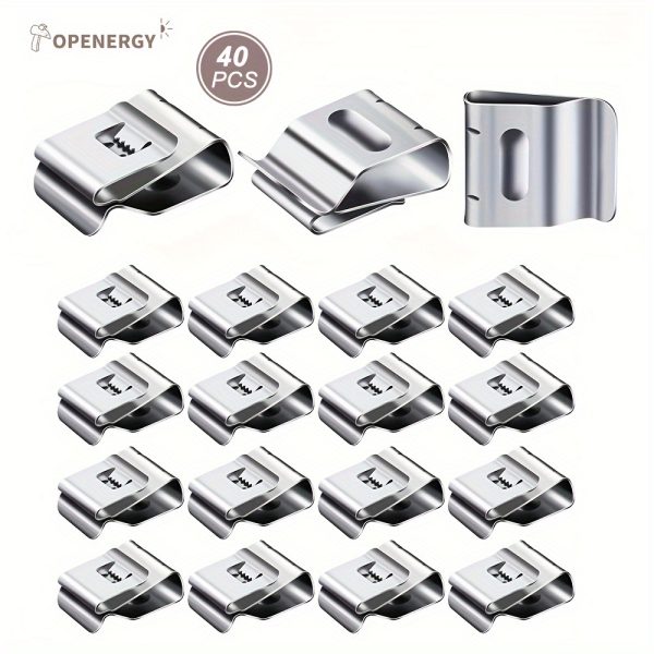 Topenergy 40-Pack Stainless Steel Solar Panel Wire Management Clips, Conductive Metal Cable Clips for PV Mounting System, No Electricity or Battery Required