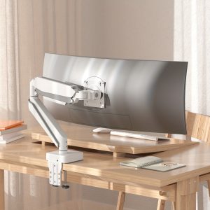 1pc HILLPORT Ergonomic Monitor Arm Desk Mount, Heavy Duty Iron Single Computer Stand for 43.18-124.46 cm Screens, Adjustable Air Spring Arm with Clamp and Grommet Base, 20KG Capacity, VESA 75/100, Space-Saving Design A9W