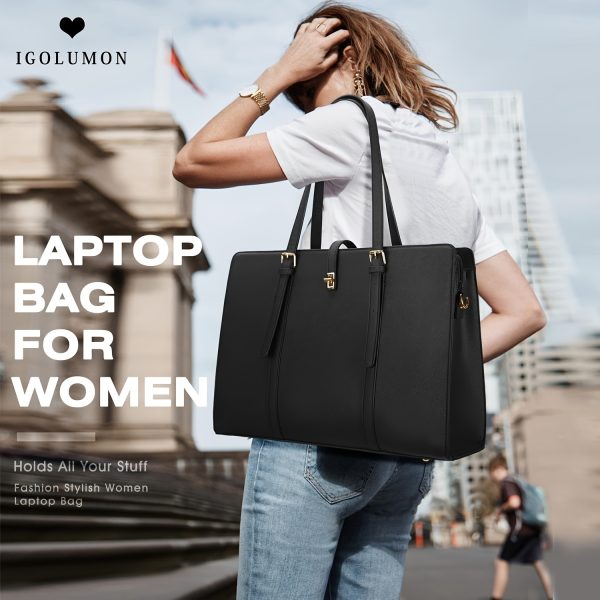 NUBILY Women'S Laptop Bag 39.62 cm Women'S Handbag Large Faux Leather Black Laptop Handbag Designer Work Backpack for Computer Office Business School
