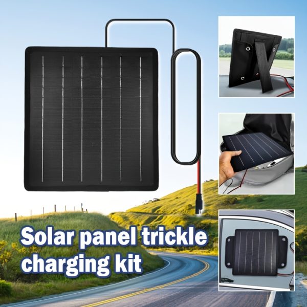 1pc Durable 10W 18V Portable Solar Panel Trickle Charger Kit, Solar Charger for Car Battery Maintenance, Compatible with Cars, Motorcycles, Boats, RVs, Trailers, Power Sports, ATVs