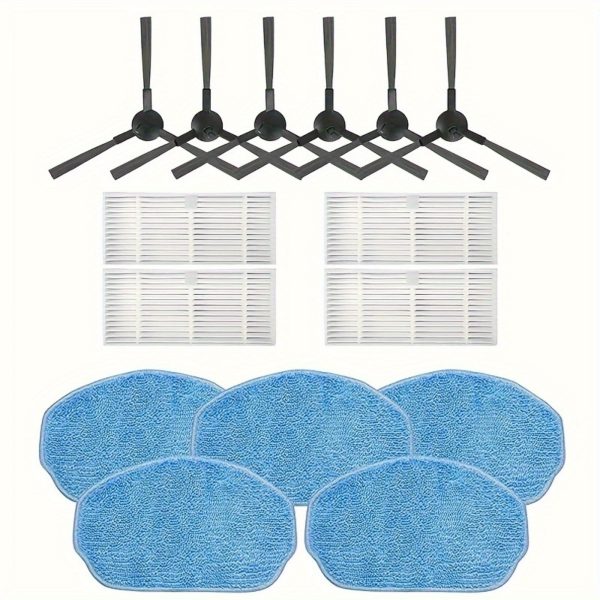 Robot Vacuum Cleaner Accessories Set - Suitable for Mamibot Provac Titan Side Brush Hepa Filter Mop Cloth Robot Vacuum Cleaner Accessories Spare Parts - Includes 4 Filters, 5 Mop Pads and 6 Side Brushes