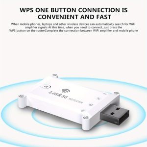 High-Speed 1200Mbps USB WiFi Extender - Dual Band (5GHz & 2.4GHz), Portable Mini Design, WPS & AP Modes, Compatible with All Devices for Home, Office, Travel