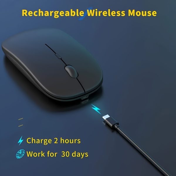 Rechargeable Wireless Mouse TYY-27 - Black, Optical Tracking, USB Charging, 36V Max Power, 320mAh Battery Life, Compatible with Windows 10 & Type-C Devices