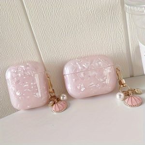 Pink Shell Pattern Plus Shell Pendant Suitable for airpods pro 2nd Generation Earphone Case airpod1/2 Earphone Case airpod 3 Protective Case