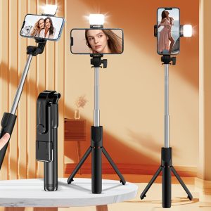 Anti-shake Mobile Phone Selfie Stick Tripod Selfie Artifact 360 Degree Rotation Universal Handheld Photography Portable Live Broadcast Tripod Stand Floor Retractable Panoramic Shooting