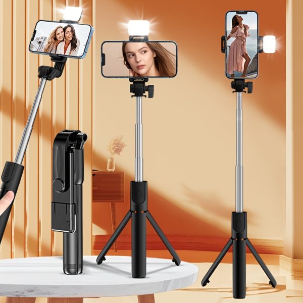 Anti-shake Mobile Phone Selfie Stick Tripod Selfie Artifact 360 Degree Rotation Universal Handheld Photography Portable Live Broadcast Tripod Stand Floor Retractable Panoramic Shooting