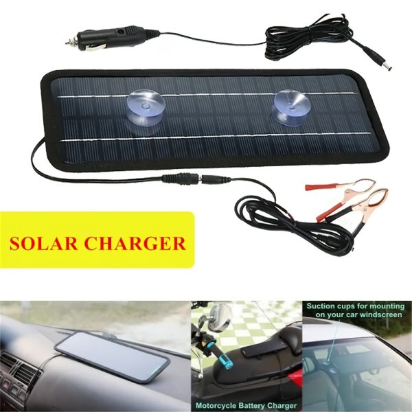 12V 18V Monocrystalline Solar Panel Charger, with Cigarette Lighter Plug and Alligator Clip Battery Charging Cable, for Vehicle and Motorcycle Battery Charging, Solar Powered