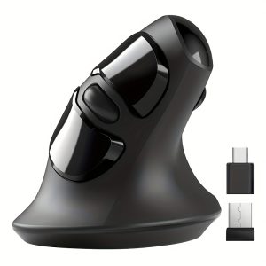 MICROPACK Ergonomic Vertical Wireless Mouse, 6-Button, 800/1200/1600 DPI, Optical Movement Detection, Right-Handed, Battery Powered with USB A & Type-C Receiver, with AA Battery, for Windows 8, Compatible with Laptop & PC
