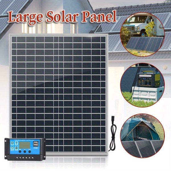 1pc 20W DC Solar Panel Kit with Removable Photovoltaic, Solar Charging Power Supply for Outdoor, Patio, Car, Boat, Mobile Power, Compatible with 60A/80A/100A Controllers, No Battery Included