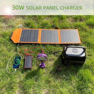 EcoPower 30W Portable Folding Solar Panel Charger, Dual USB & DC Outputs, High-Efficiency Single Crystal Silicon, Removable Photovoltaic Module, Solar-Powered Charging for Phones & Devices