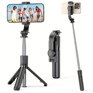 TOKQI Wireless Selfie Stick Tripod with Remote, Battery-Powered, Stainless Steel Extendable Phone Stand, 360° Rotation, Compatible with iPhone 15/14/13 & Android, for Photos, Video Recording, Live Streaming