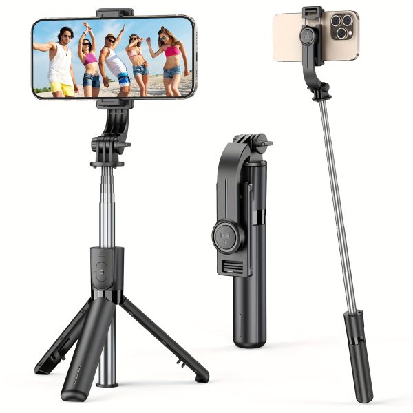 TOKQI Wireless Selfie Stick Tripod with Remote, Battery-Powered, Stainless Steel Extendable Phone Stand, 360° Rotation, Compatible with iPhone 15/14/13 & Android, for Photos, Video Recording, Live Streaming