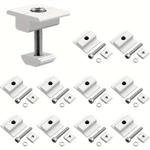 10pcs Solar Panels Center Clamps 30mm, Aluminum Solar Panel Mounting Brackets T-Shaped Mid Clamps Solar Panel Bracket Kit for Metal Roof, Tin Roof, Flat Roof, Sheet Roof