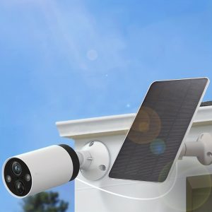 360° Rotating Solar Panel for Low Voltage Security Camera, Easy to Install, Portable Power Supply, Solar Charging Panel Compatible with Micro USB and USB-c, Insulation Material, Black/White