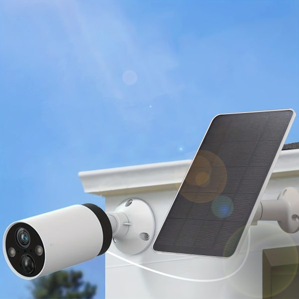 360° Rotating Solar Panel for Low Voltage Security Camera, Easy to Install, Portable Power Supply, Solar Charging Panel Compatible with Micro USB and USB-c, Insulation Material, Black/White