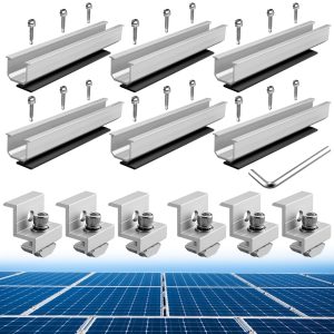 6pcs Solar Panel Mounting Bracket Kit, Aluminum Rails with Z-Brackets, M8 Screws, for Metal, Tin, and Flat Roofs, with No Electricity or Battery Needed for Solar Panel Installation