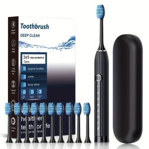 Dual Pack Smart Electric Toothbrush for Adults, Rechargeable Automatic Soft Bristles, 2-in-1 Water Flosser, USB Charging, ≤36V, with 500mAh Lithium Polymer Battery for Deep Clean Oral Care Combo Set