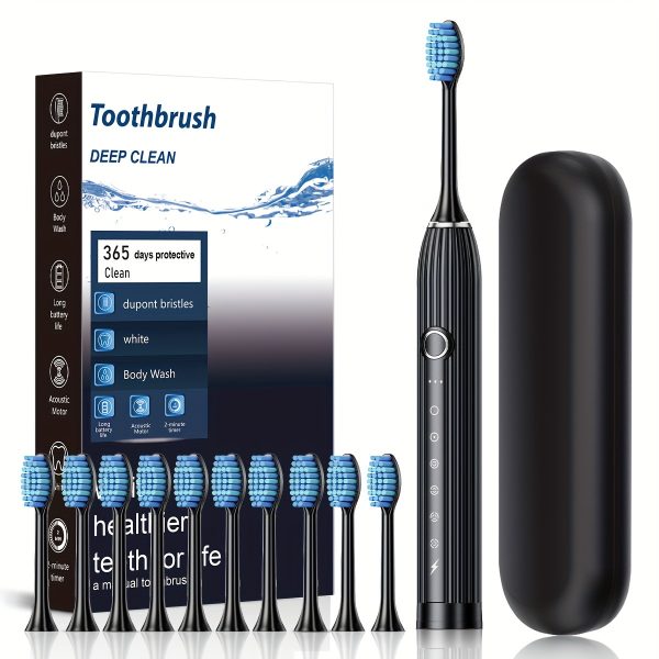 Dual Pack Smart Electric Toothbrush for Adults, Rechargeable Automatic Soft Bristles, 2-in-1 Water Flosser, USB Charging, ≤36V, with 500mAh Lithium Polymer Battery for Deep Clean Oral Care Combo Set