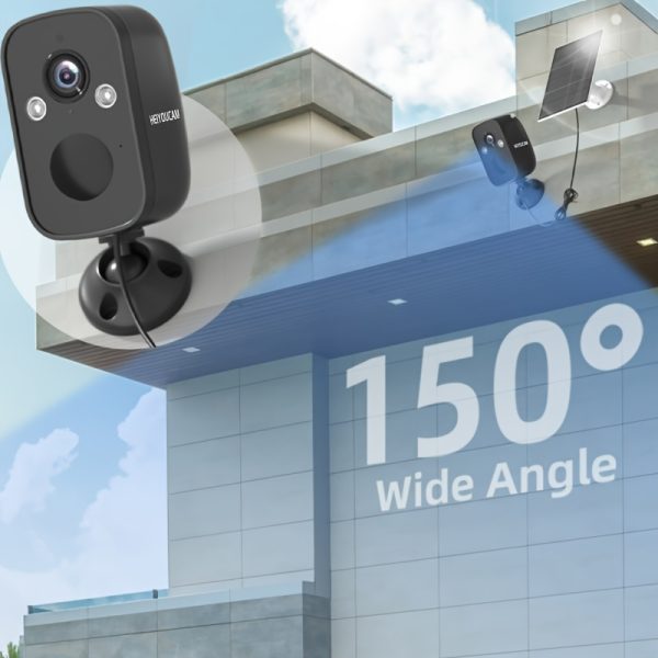 HEIYOUCAM 1 Set Solar Battery Security Camera Wireless Outdoor, 3MP Night Vision With Spotlight, Wire-Free Battery Solar Powered, Human Detection, With Solar Panel, PIR Human Detection, 2-Way Talk, SD Card/Cloud Storage, Security Cameras Wireless Outdoor, Flood Light Solar Cameras For Home Security, black.