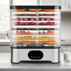 UK Food Dehydrator Electric Food Fresh Keeper Food Dehydrator 8 Layers 400W Food Dehydrator Household Food Dehydrator Pet Snack Dehydrator Jerky and Fruit Dryer 72 Hours Timer Temperature and Wind Size Adjustable Body Stainless Steel