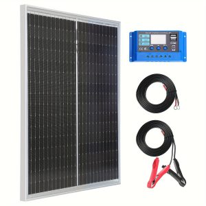 50W Solar Panel 12V Monocrystalline Solar Panel System Set, 50 Watt Solar Panel with 10A Charge Controller for Off-grid 12V Power Charging for Camping, Caravan