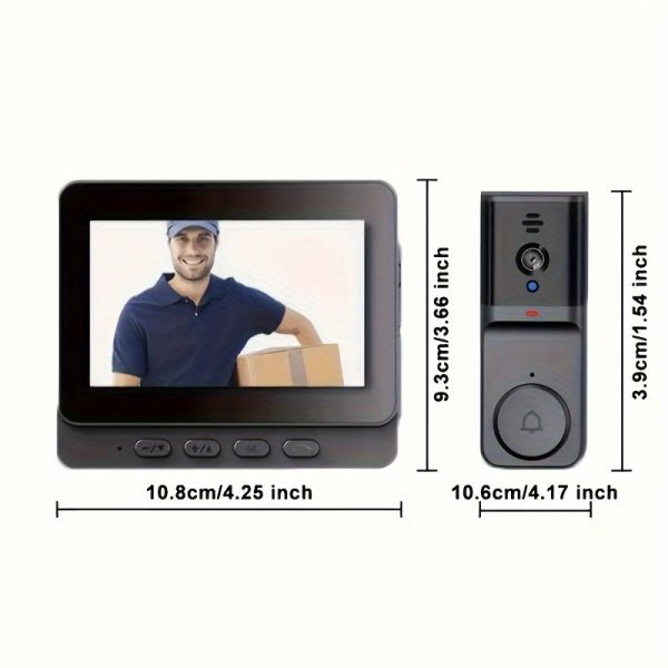 Video Doorbell Camera with 480P Video and Display Screen - USB Rechargeable,Equipped with Night Vision, Touch, Two-Way Voice and Other Functions,for safeguard the safety of the family