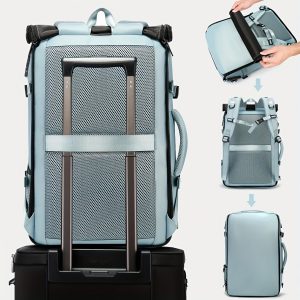 4-in-1 Multifunctional Backpack with Shoe Compartment, 43.94cm Laptop Bag for Men & Women, Airline Approved Carry-On, Weekend & Hiking Travel Backpack, Army Green/Light Blue//Blue/Black, TSA-Compliant Polyester Design, Backpack for Travel