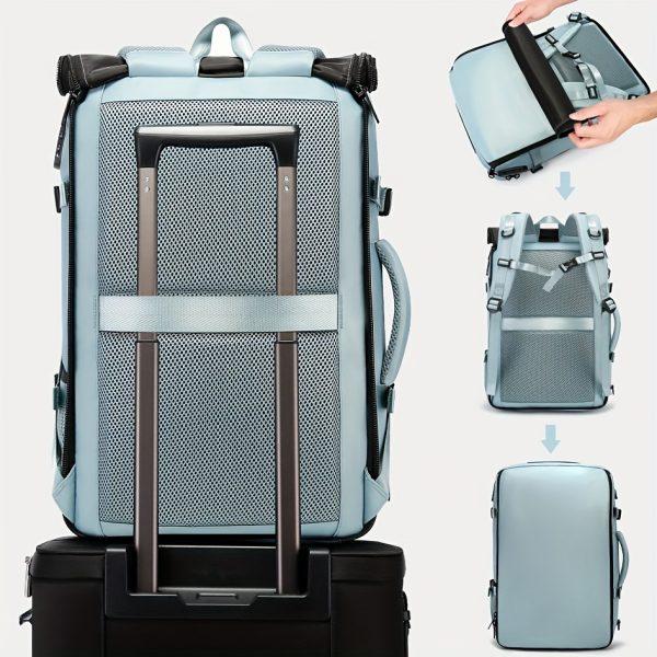 4-in-1 Multifunctional Backpack with Shoe Compartment, 43.94cm Laptop Bag for Men & Women, Airline Approved Carry-On, Weekend & Hiking Travel Backpack, Army Green/Light Blue//Blue/Black, TSA-Compliant Polyester Design, Backpack for Travel
