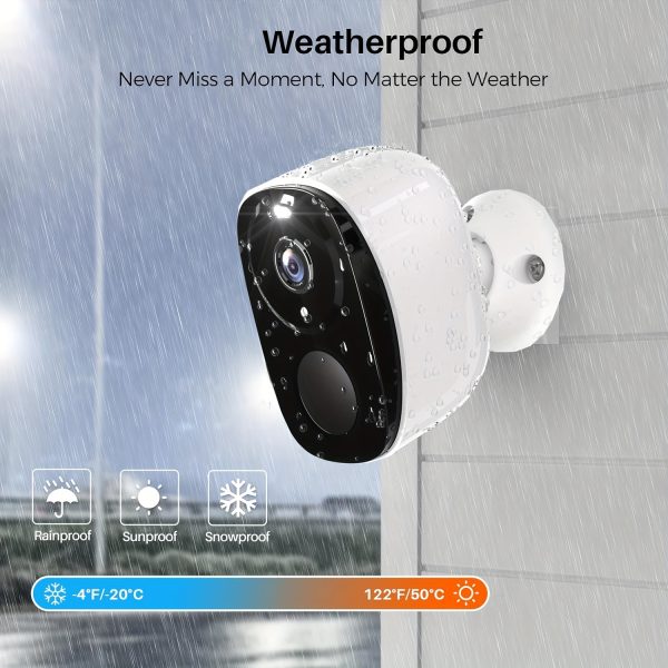 Outdoor Wireless Security Camera, 3MP 1296P Resolution, 5000mAh Battery Powered CCTV Camera for Home Security, Cloud/SD(up to 256G), 3 days of free cloud storage, AI Motion Detection, Spotlight, Color Night Vision, WiFi, Two-Way Audio AI Motion Detection Surveillance Indoor Home Camera