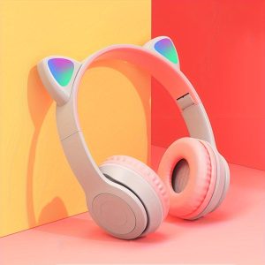 Wireless Gaming Headset with Wireless, LED Lights, and Comfortable Ear Cups - Foldable Design, SD Card Slot, 3.5mm Jack, Type-C Charging - Perfect for Tablets, Computers, TVs, Phones, and Travel Gifts