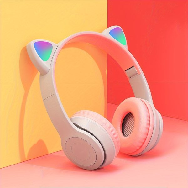 Wireless Gaming Headset with Wireless, LED Lights, and Comfortable Ear Cups - Foldable Design, SD Card Slot, 3.5mm Jack, Type-C Charging - Perfect for Tablets, Computers, TVs, Phones, and Travel Gifts