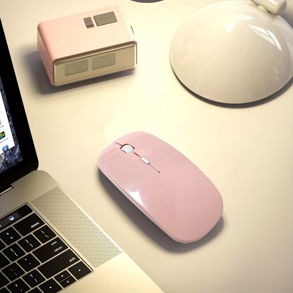Fashion Business Ultra-thin Wireless USB Receiver Mouse Pink for Office Desktop Computer Laptop Wireless Mouse, Business, Notebook