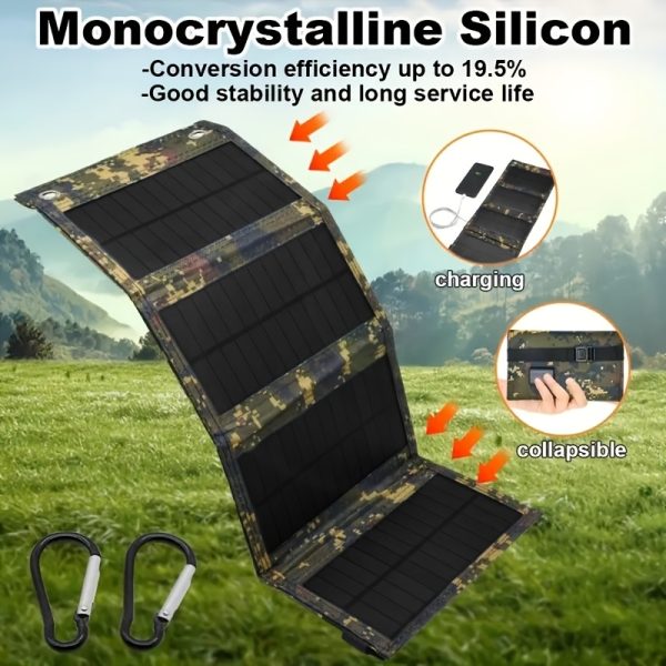 Sunant 10W Portable Folding Solar Charger Panel, 4-in-1 Compact Design, 5V High-Efficiency Durable Solar Power Bank for Camping, Travel, Fishing, Charges Phones, Laptops, Fans, Power Banks - Insulated Material, Solar Charging, No Battery