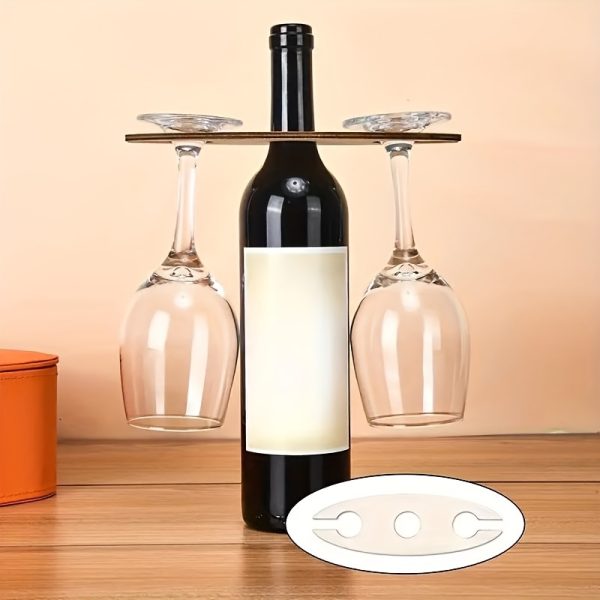 2-Pack Wooden Wine Glass Holder, Stackable Countertop Wine Rack Bracket, Lockable Design, No Assembly Required, Ideal Gift for Wine Enthusiasts, Durable Wood Construction