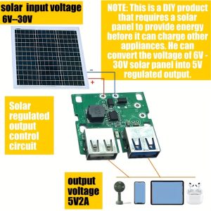 Solar-Powered 5V3A Dual Usb Charger - Portable Power Bank With Solar Regulator, Ideal For Mobile Phones & Outdoor Use